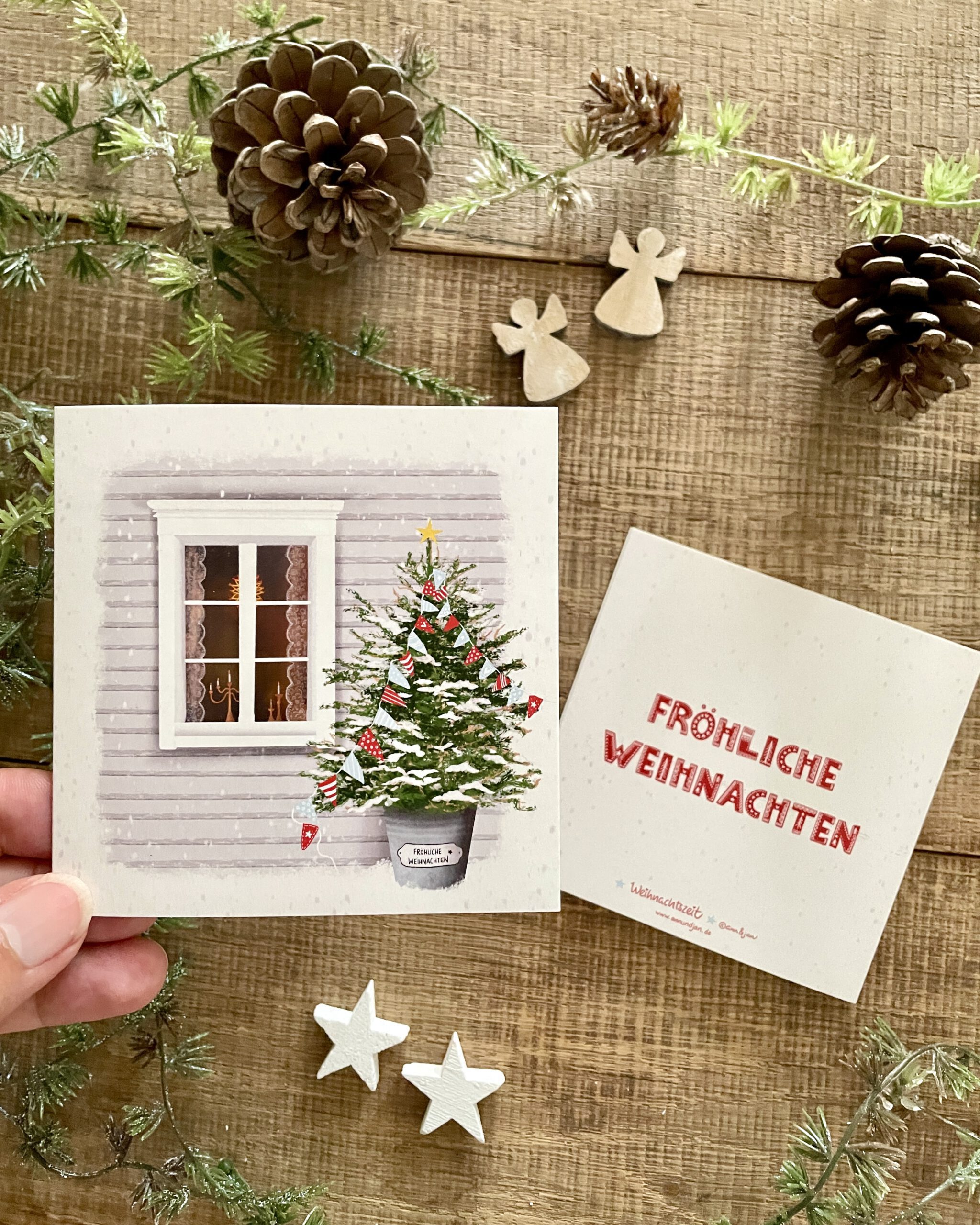 Klappkarte Weihnachtsfenster Fröhliche Weihnachten Ann und Jan