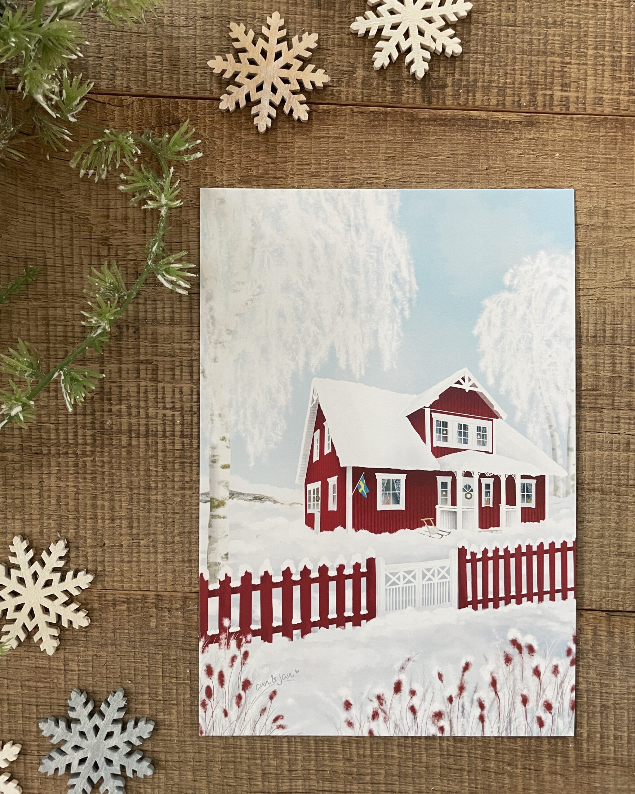 Große Postkarte „Kleine Lotta" – Schwedenhaus im Winter – Bild 2