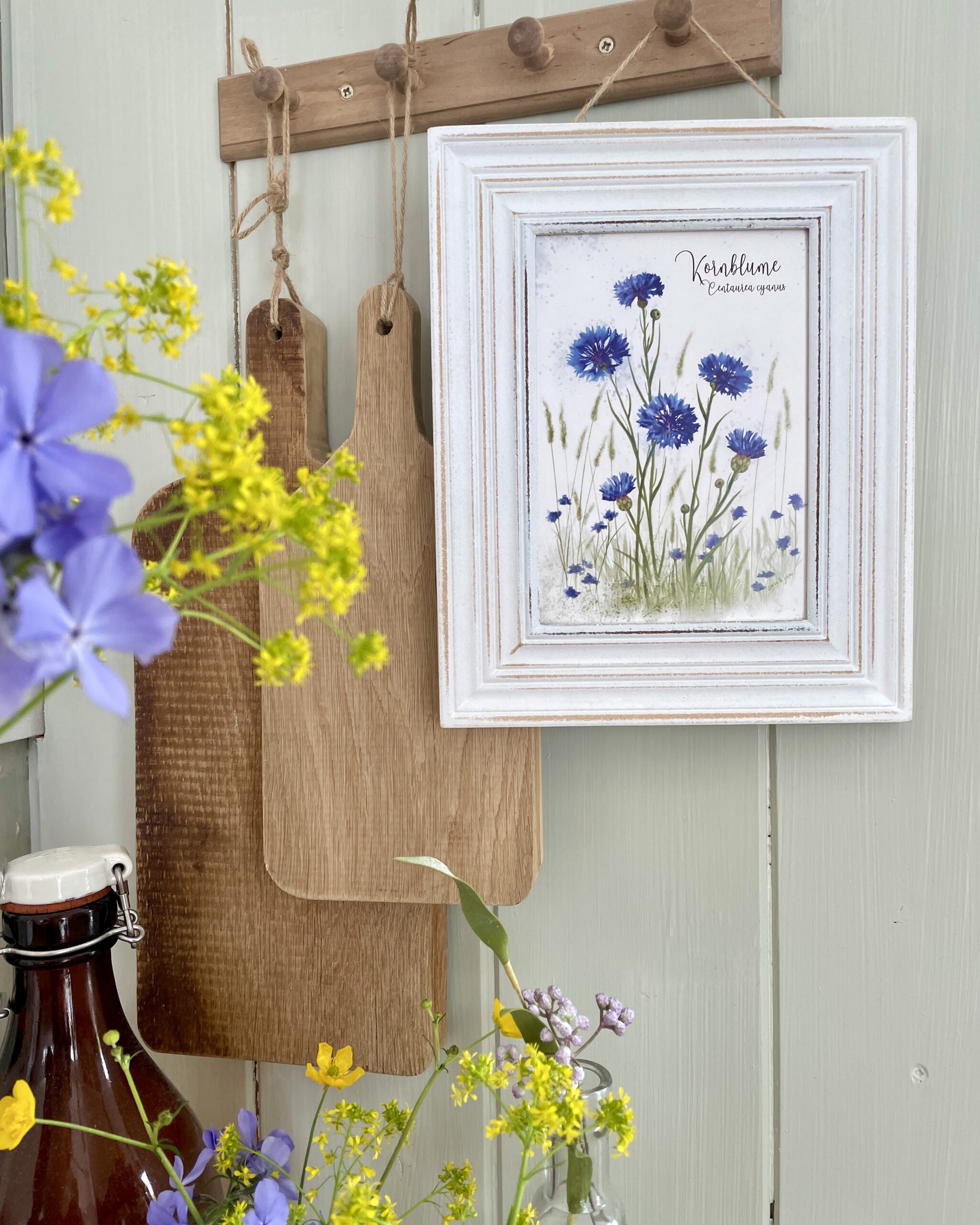 Postkarte Kornblume Wanddekoration botanische Illustration Wildblume handillustriert Ann und Jan