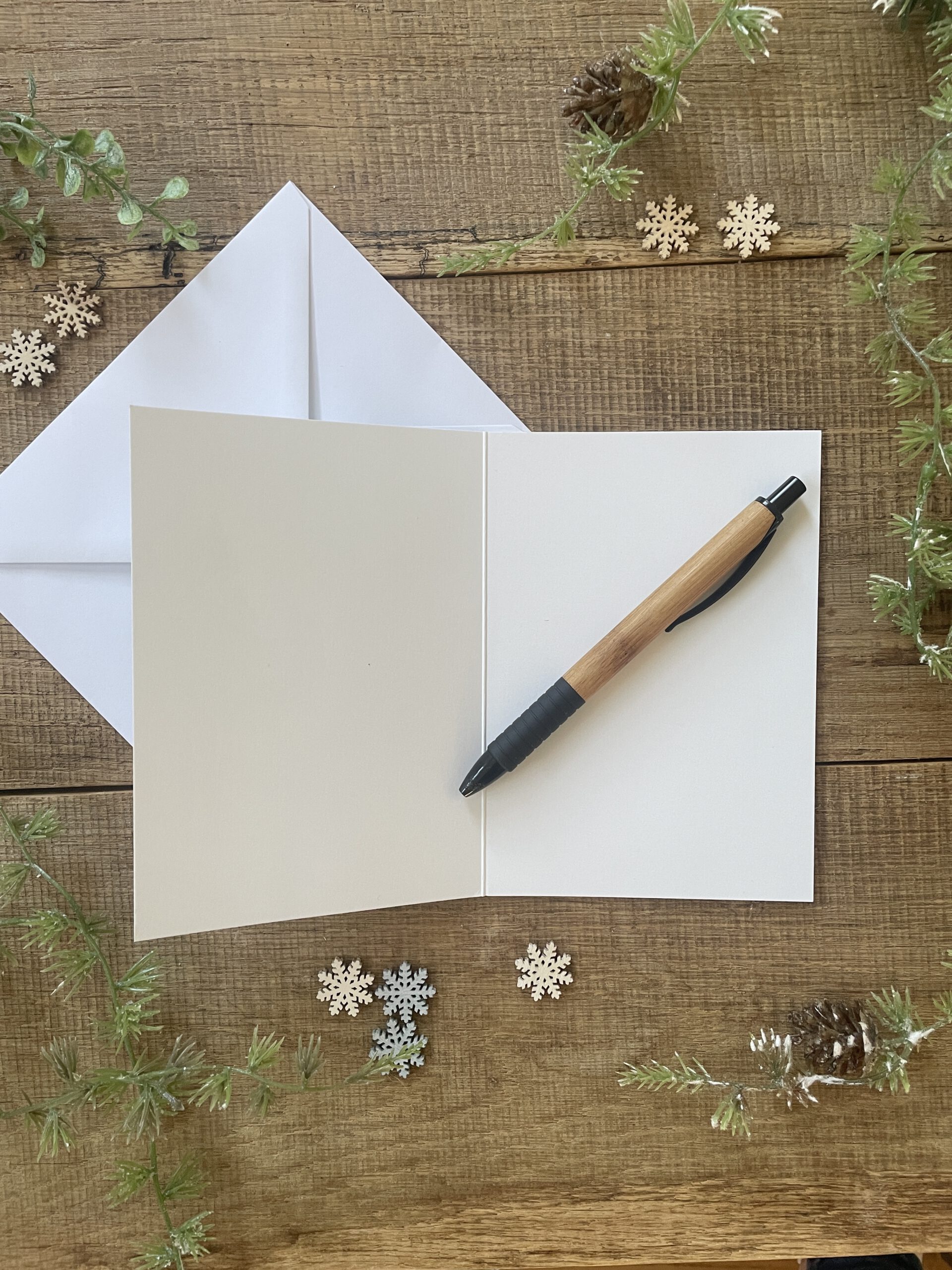 Klappkarte Winterglück Innenseite beschreibbar mit Kuvert weiß oder Recyclingpapier blau Ann und Jan