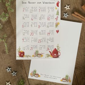 Adventskalender Karte DIN A5 Rückseite beschreibbar Chromokarton Ann und Jan