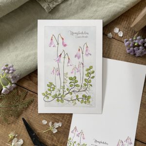 Handillustrierte große botanische Postkarte Moosglöckchen Linnaea borealis von Ann und Jan