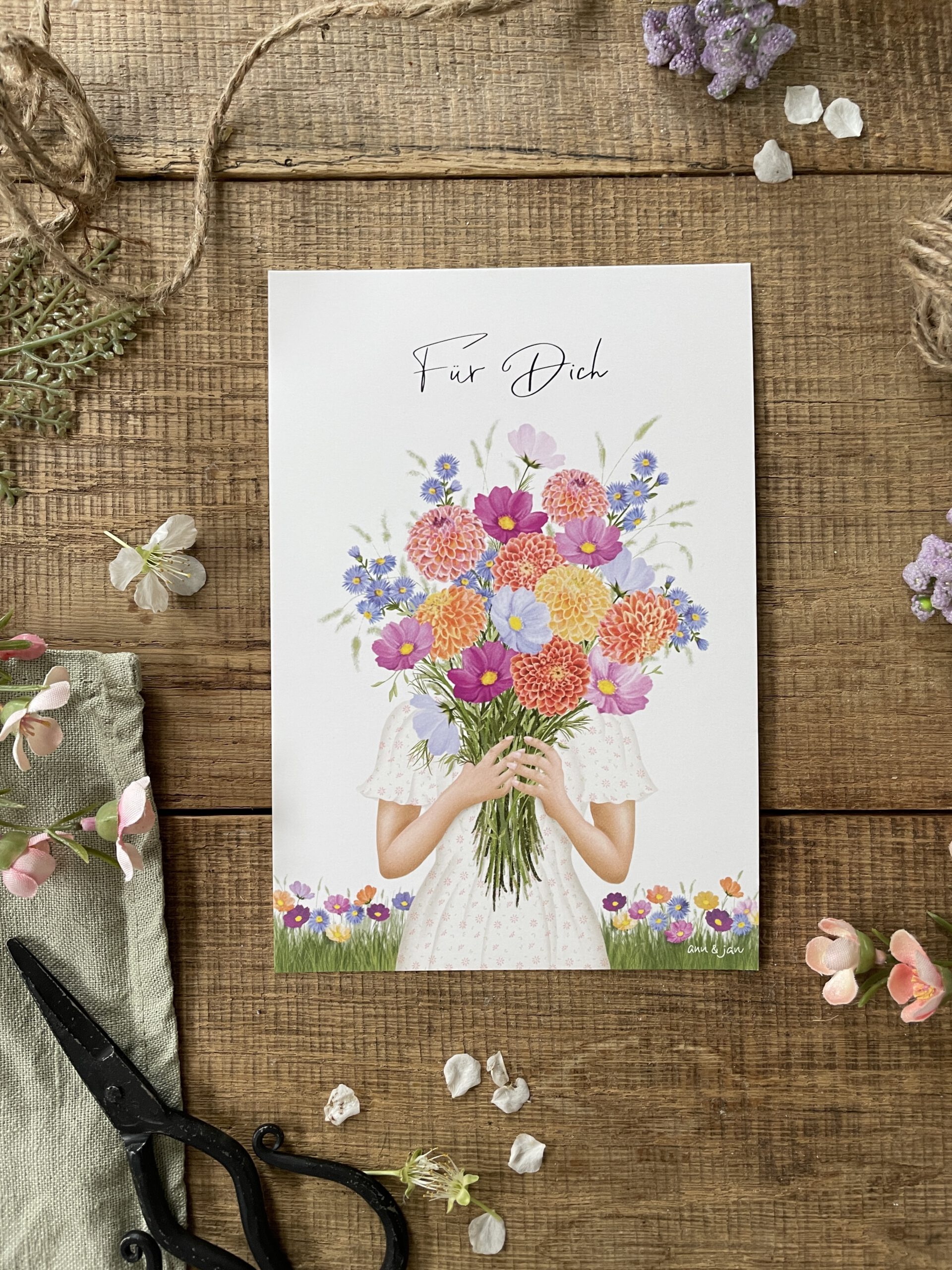 Große Postkarte Für dich Chromokarton Ann und Jan