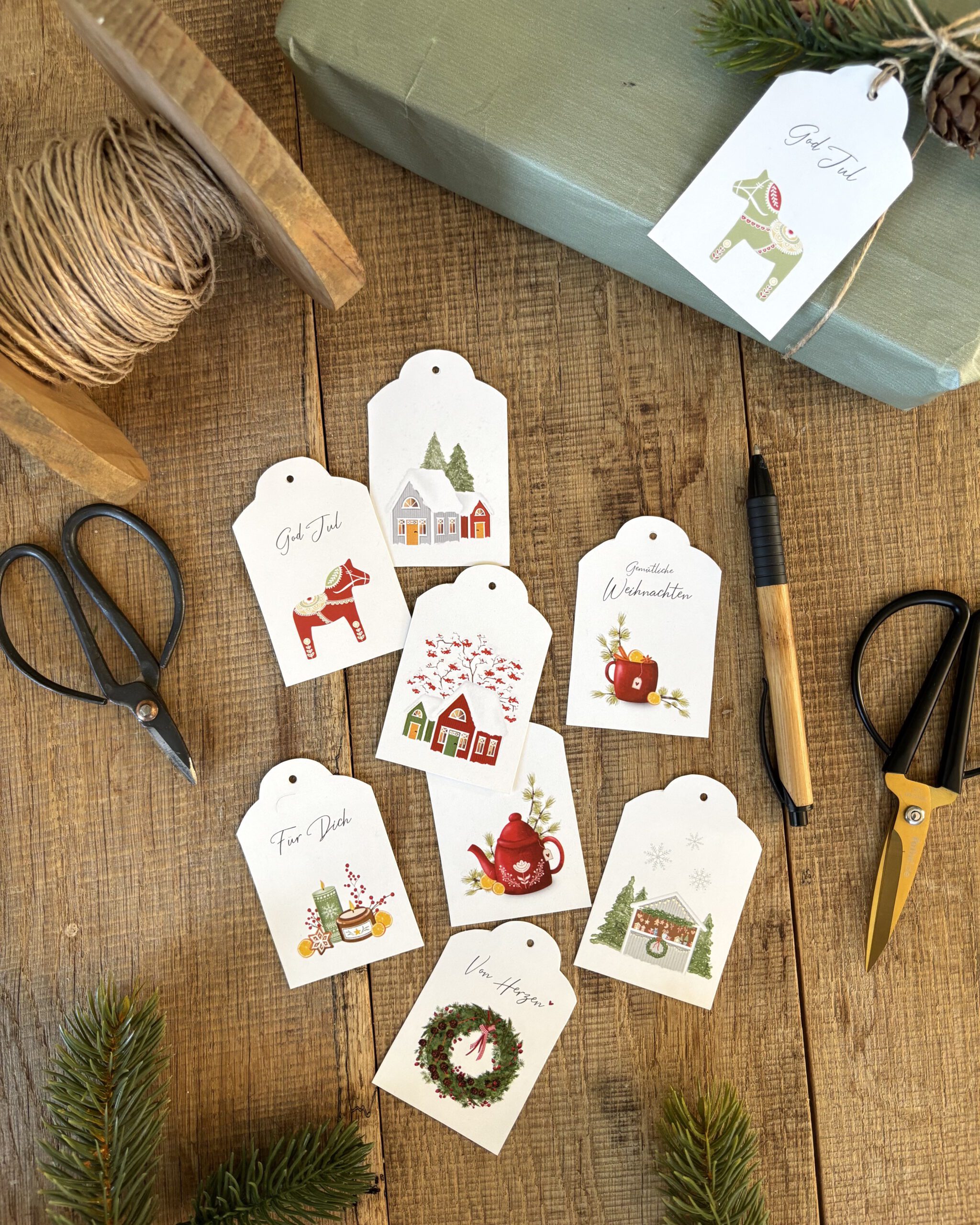 Geschenkanhänger Set Winterzauber Weihnachtsdekoration Ann und Jan
