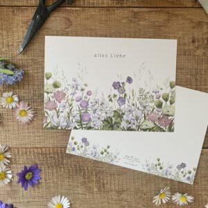 Handillustrierte Wildblumen Postkarte Alles Liebe von Ann und Jan