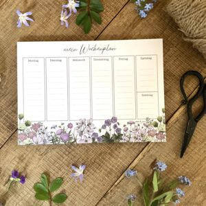 Handillustrierter Wochenplaner Flora mit Wildblumenmotiv von Ann und Jan DIN A5