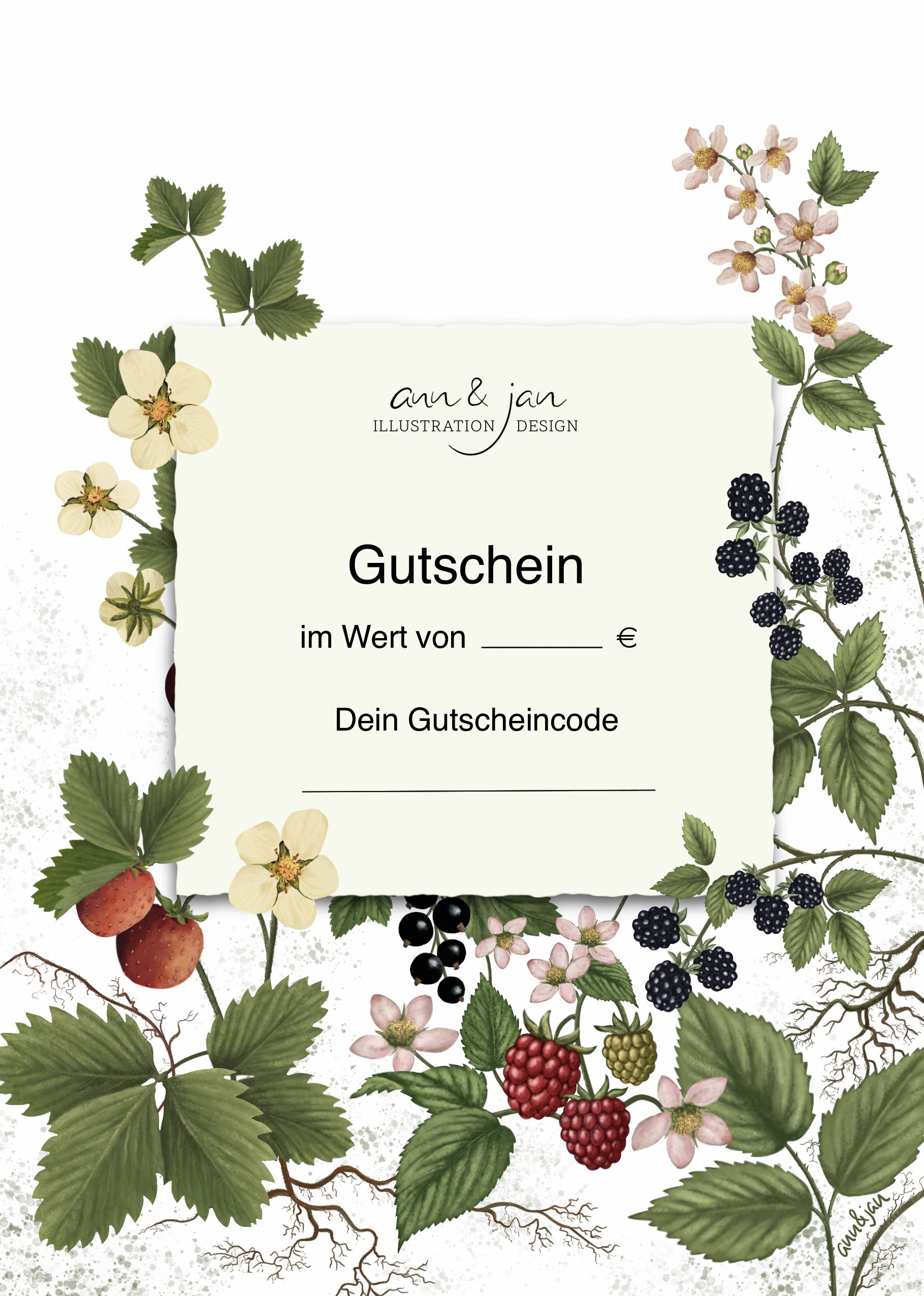 Geschenkgutschein Emma von ann & jan – erhältlich in verschiedenen Beträgen