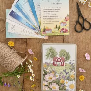 Geschenkset Jahresbegleiter mit Postkartendose „Sommerwiese" und 12 Monats-Postkarten von Ann & Jan
