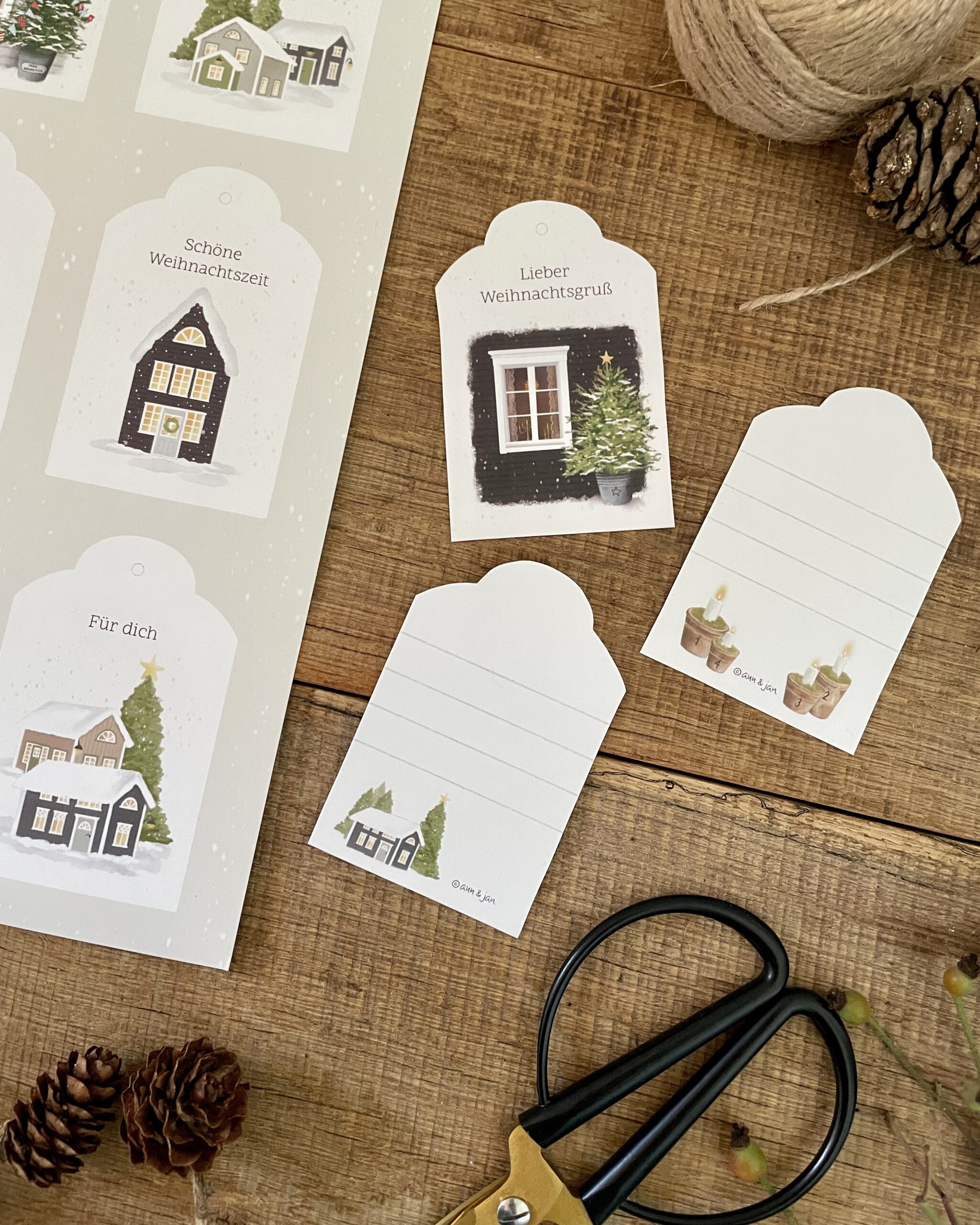 Geschenkanhänger tags Set zum Ausschneiden . Einzelne Anhänger ausgeschnitten