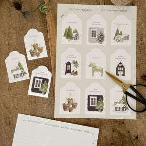 Geschenkanhänger Set Skandinavische Motive Naturtöne