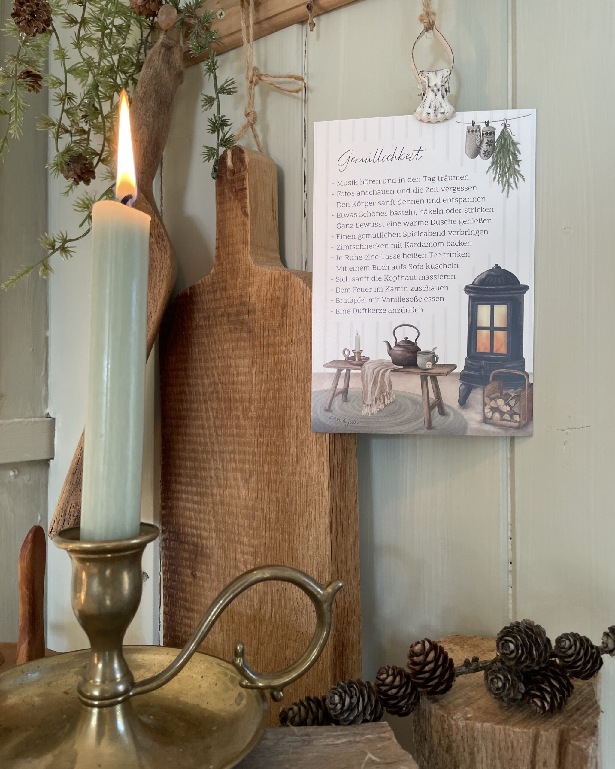 Große Postkarte Gemütlichkeit . Hygge-Momente. Winterdeko. Herbstdeko