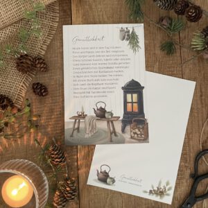 Große Postkarte Gemütlichkeit. Schwedenofen, Wohlfühlmomente. Hygge