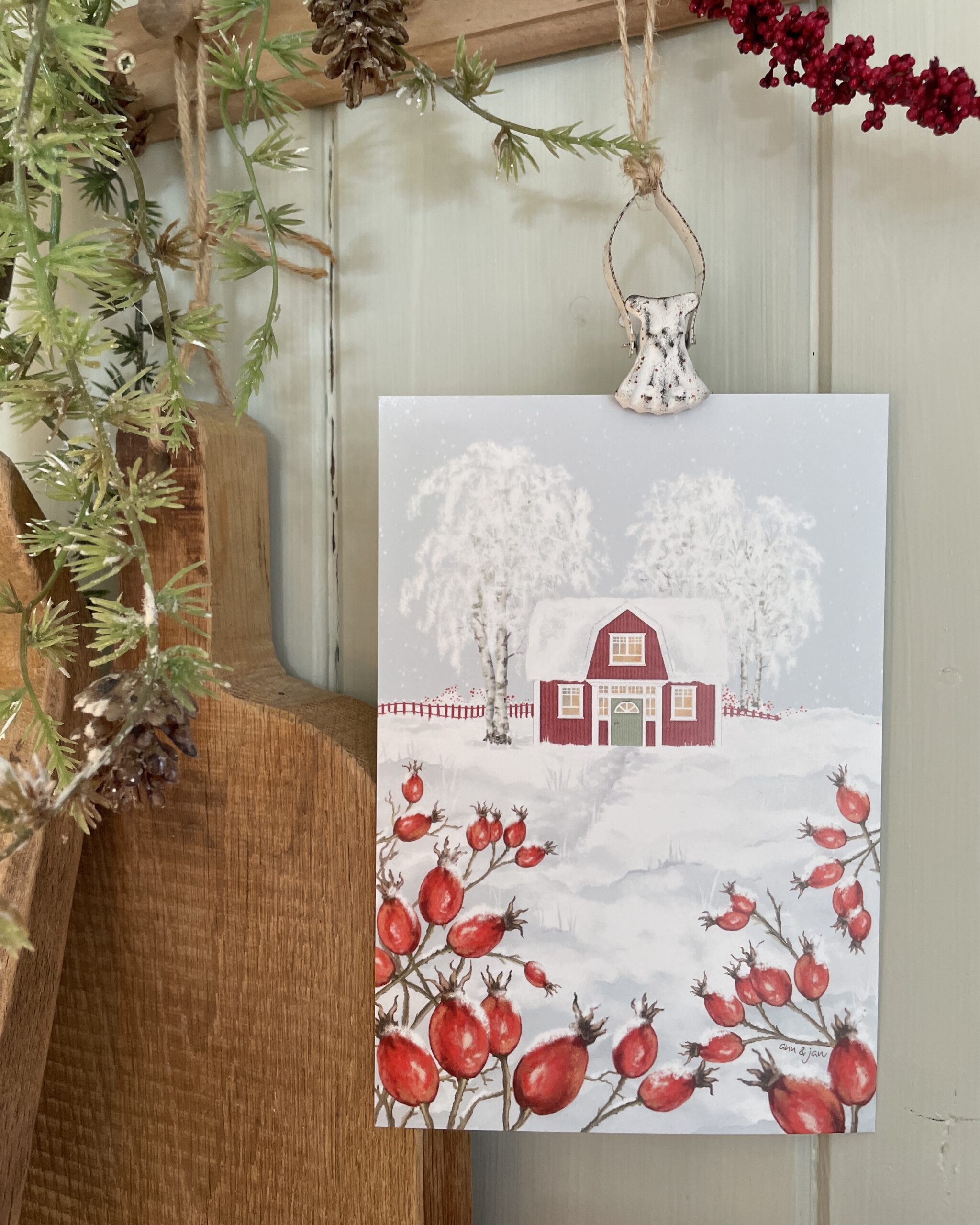 Postkarte Winterfrüchte als Wanddeko, Winterdeko oder Weihnachtsdekoration