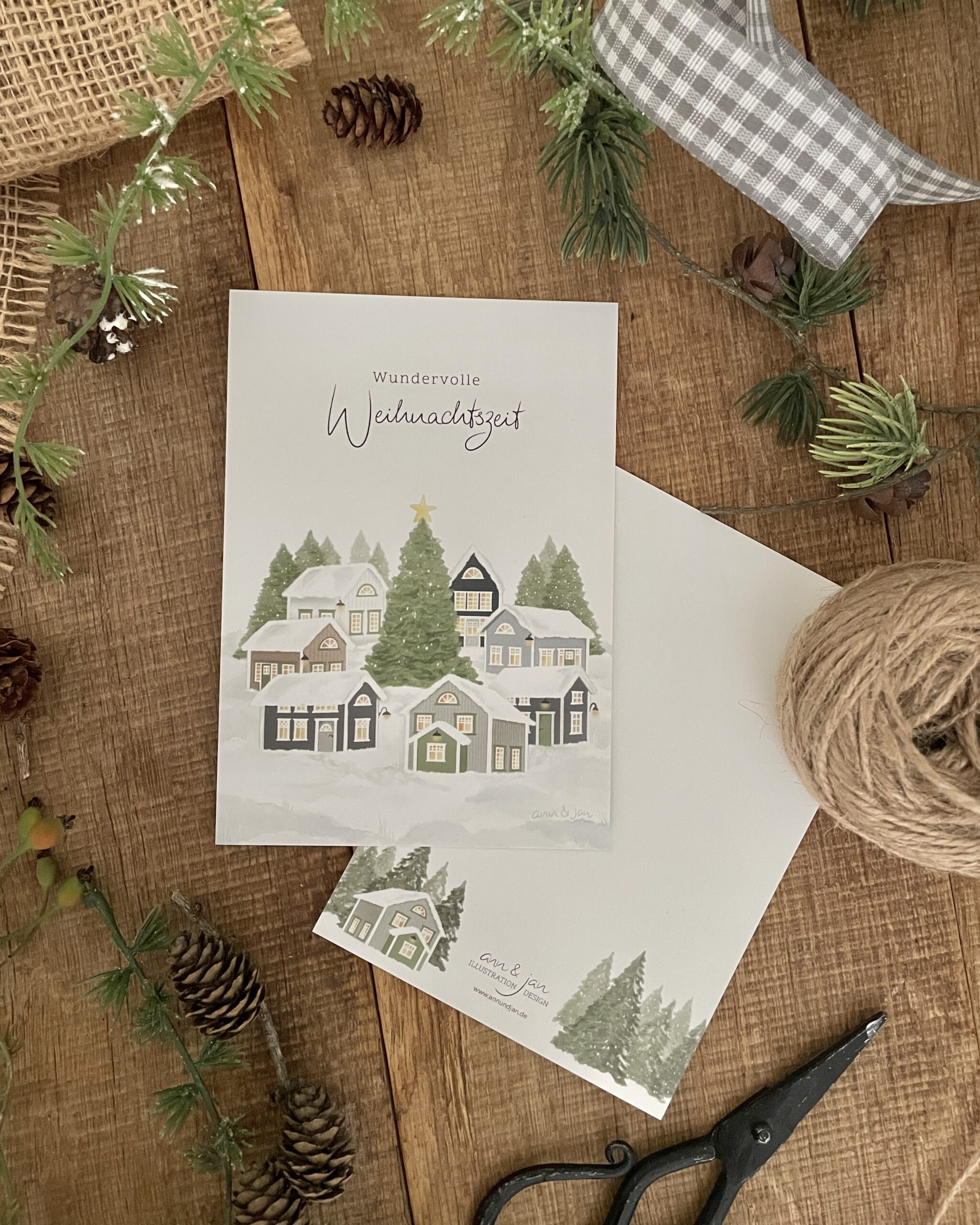 Postkarte „Wundervolle Weihnachtszeit“ – Weihnachtsdorf – Bild 2