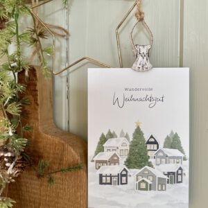 Postkarte „Wundervolle Weihnachtszeit“ – Weihnachtsdorf
