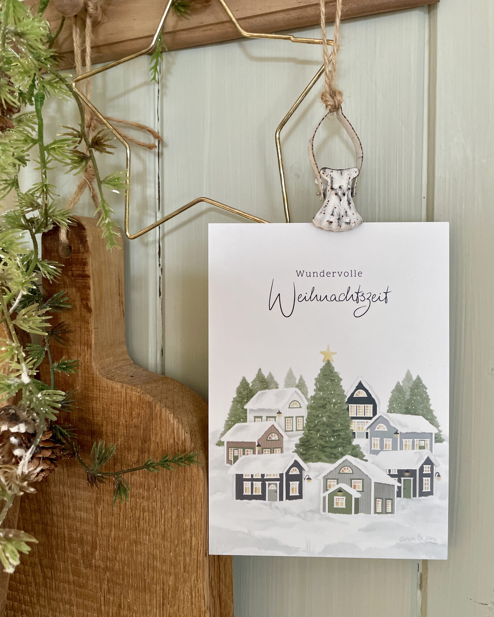 Postkarte „Wundervolle Weihnachtszeit“ – Weihnachtsdorf